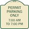 Signmission Permit Parking 7-00 Am to 7-00 Pm Heavy-Gauge Aluminum Architectural Sign, 18" x 18", TG-1818-23323 A-DES-TG-1818-23323 - alternate 1